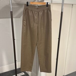 Aritzia Wilfred Tan Leather Trousers